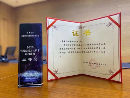 大童保单托管服务入选“2020年保险业线上化技术应用案例”